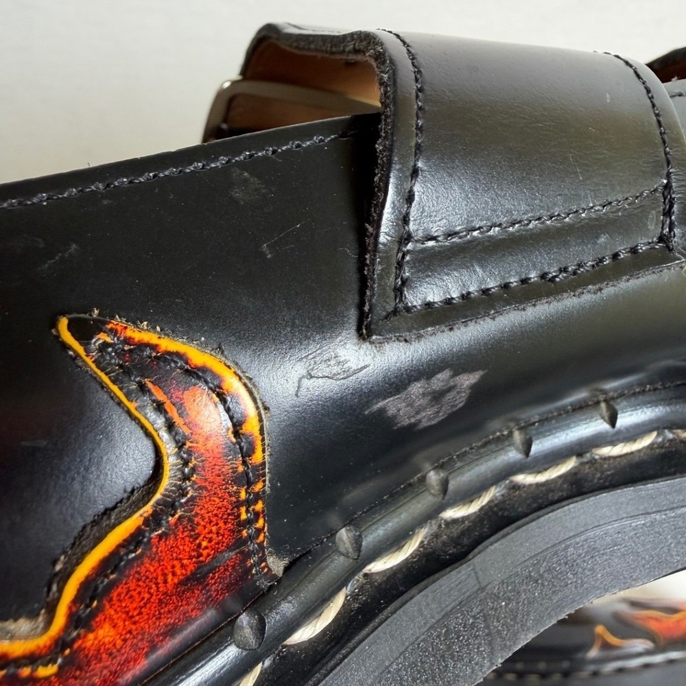 Tredair Mary Jane Flats Size 8 Women Black Flame Leather Alt Grunge Punk England - Picture 15 of 16